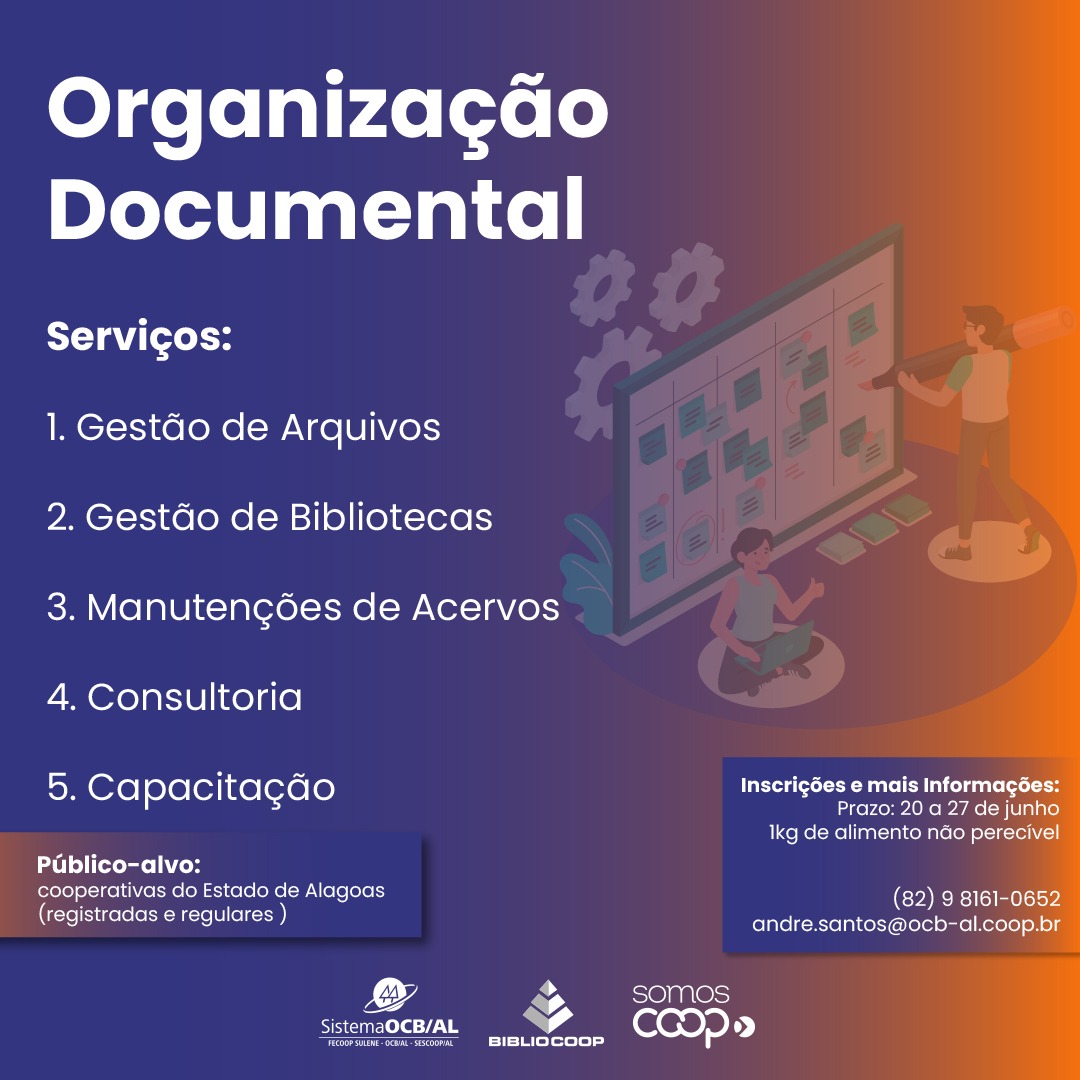 Sistema OCB Alagoas oferece serviço de Organização Documental a coops alagoanas